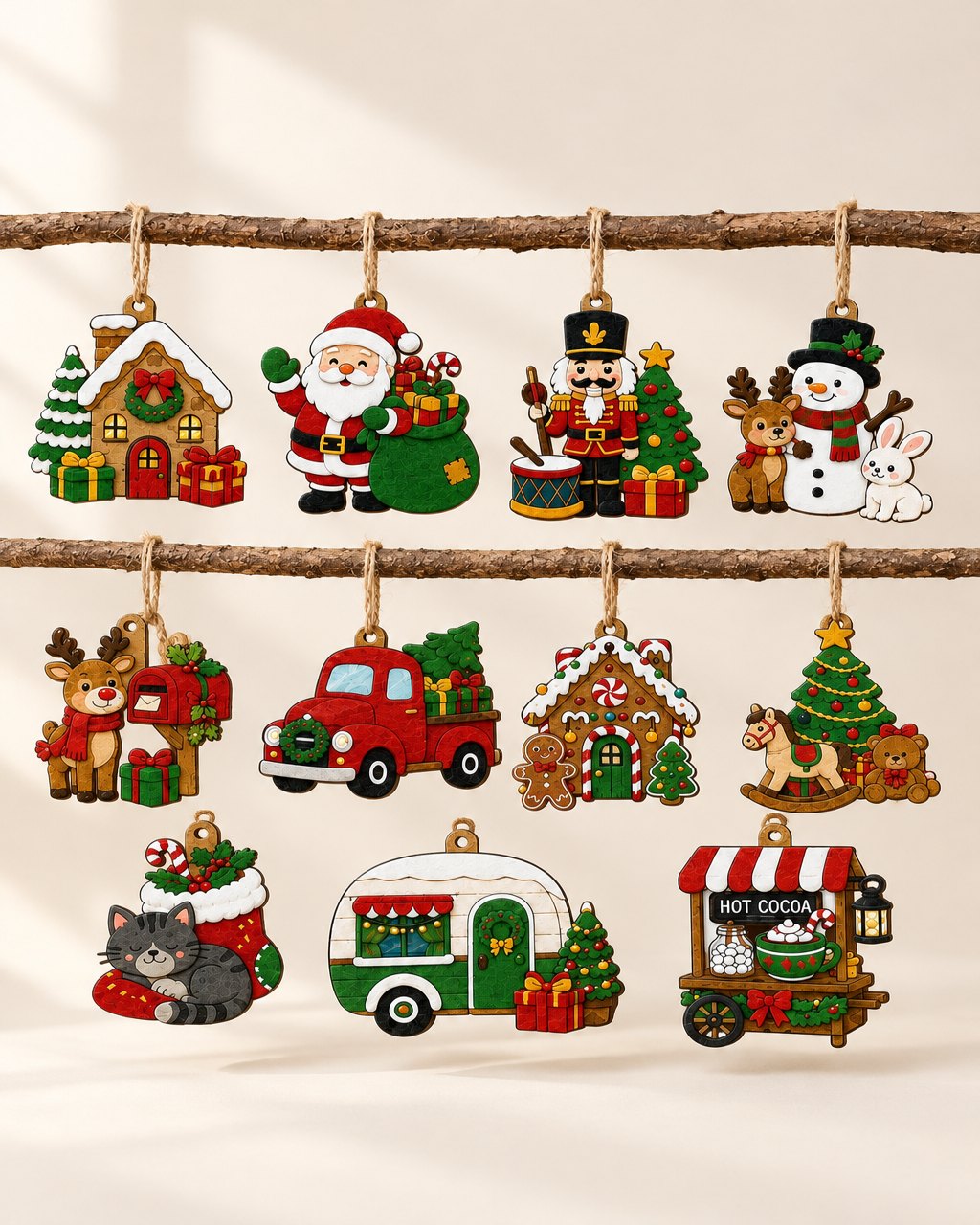 Décorations de Noël en feutre, ensemble de 11