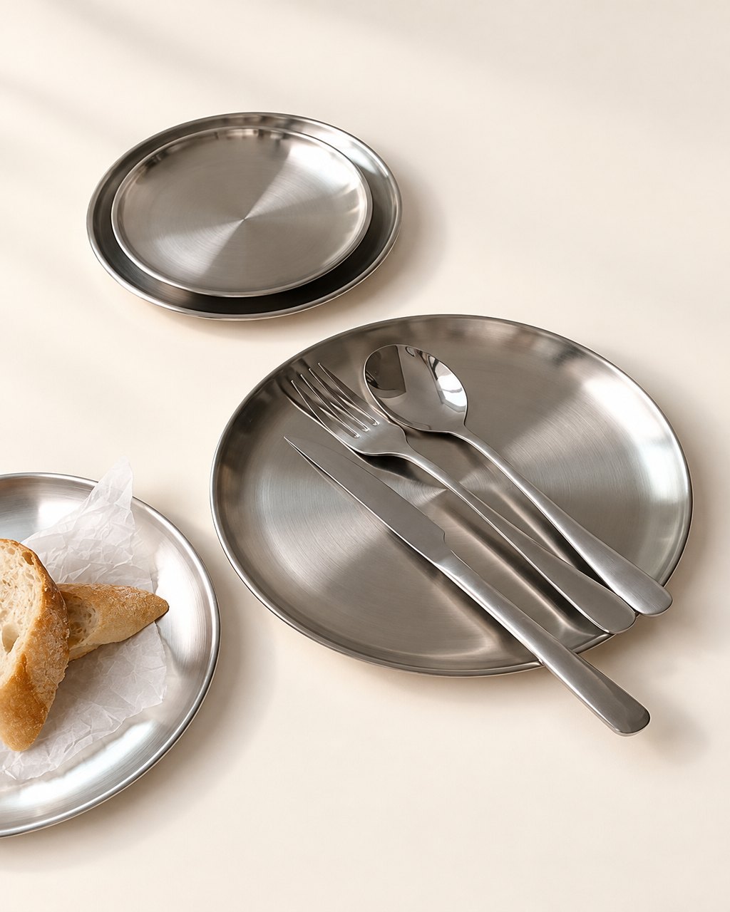 Assiette ronde en acier inoxydable