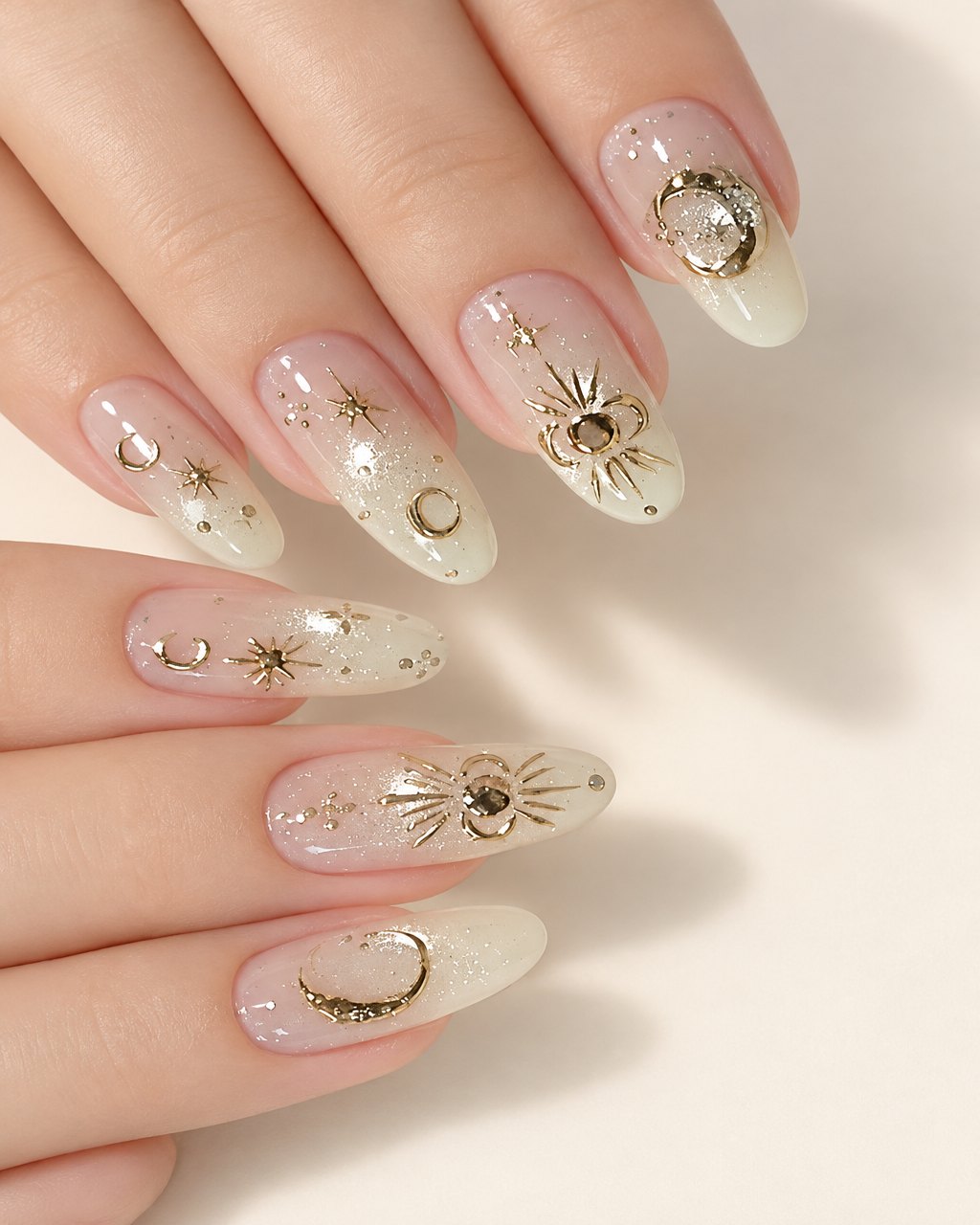 Autocollants d'ongles Lune Étoile Dorée