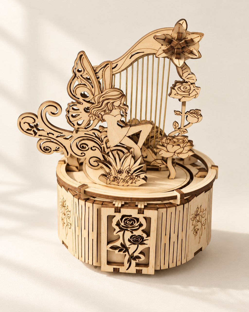 Boîte à musique en bois lune et étoiles