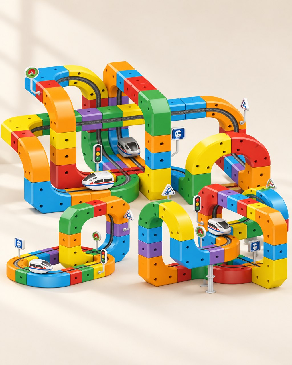 Circuit de train à construire en blocs