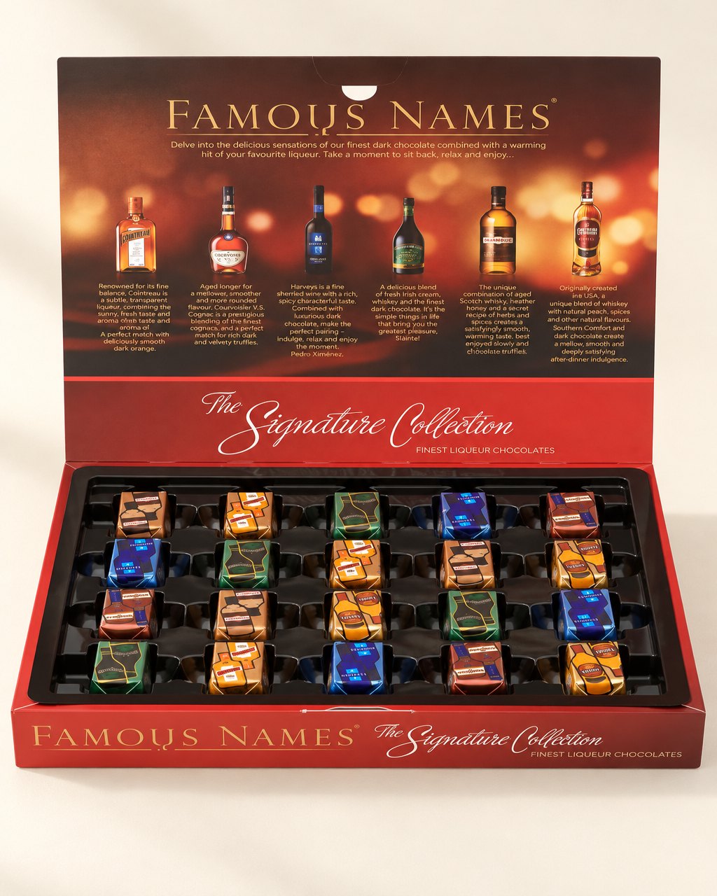 Chocolats noirs fourrés aux liqueurs