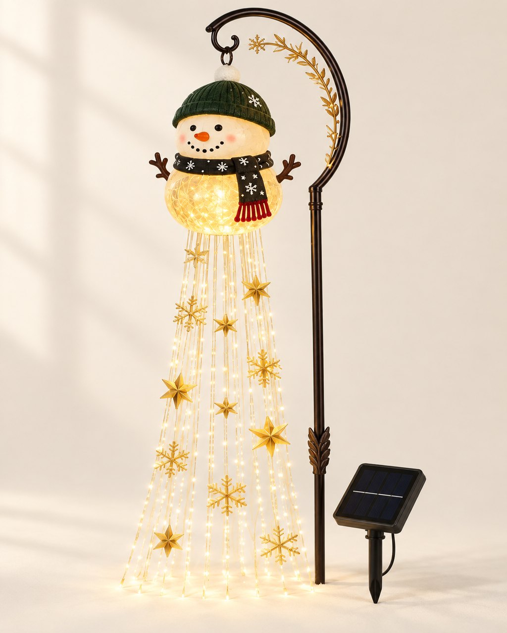 Décoration solaire de Noël à étoiles et flocons