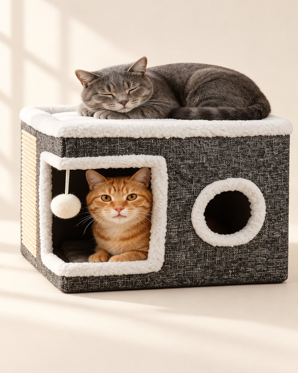 Niche pliable pour chat avec griffoir