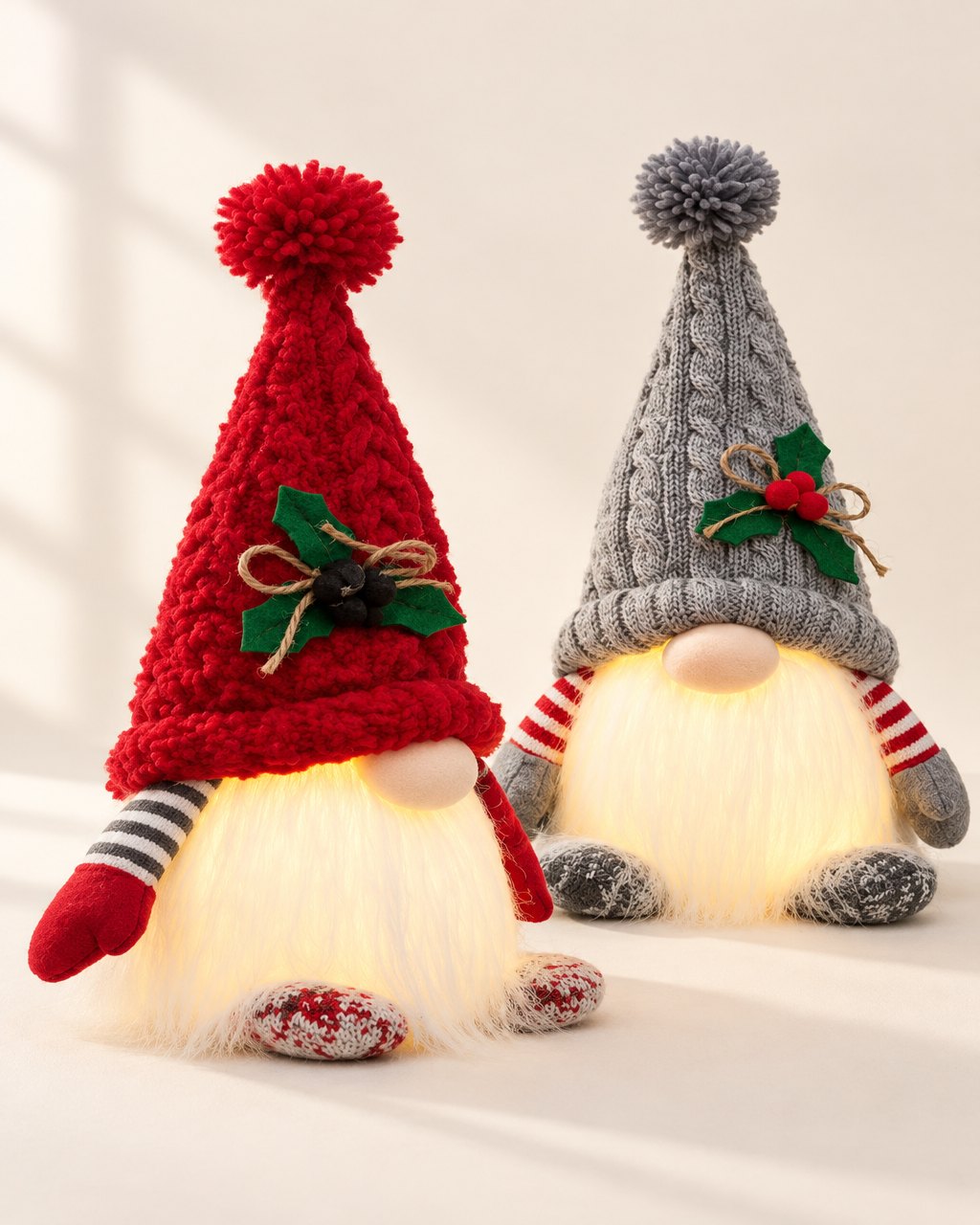 Gnome lumineux en tricot