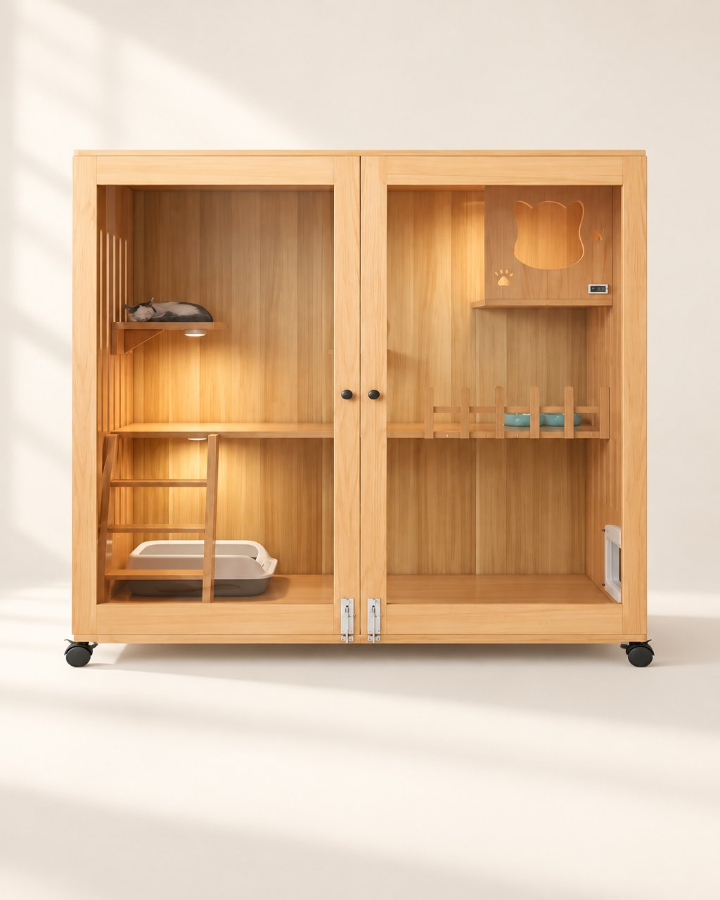 Villa pour chat en bois massif